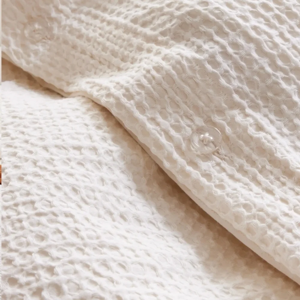 Quince 100% Organic Cotton Luxe Waffle Duvet & 2 Shams! King Cal King (660)